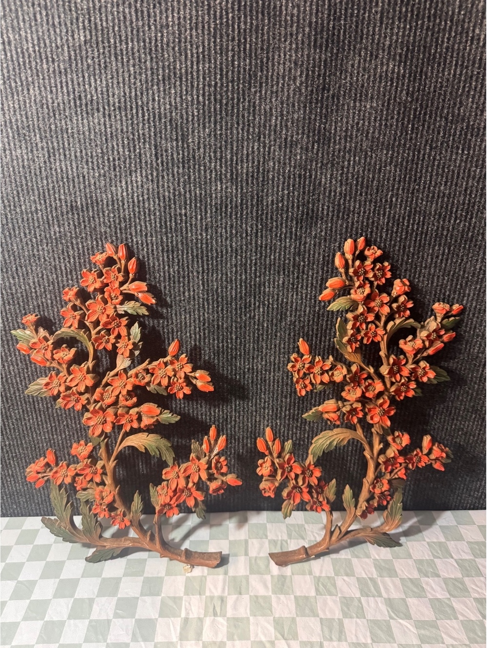 Vintage Pair of Decorative Syroco Dogwood Floral Wall Art
